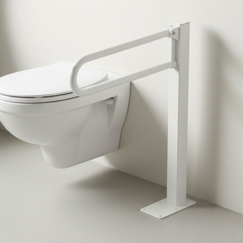 Uchwyt Uchylny WC dla Niepełnosprawnych wolnostojący 58cm biały fi32