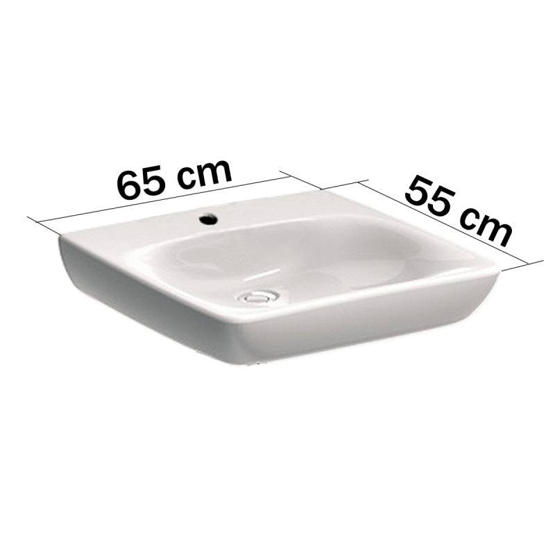 Umywalka dla osób niepełnosprawnych 65cmx55cm bez przelewu