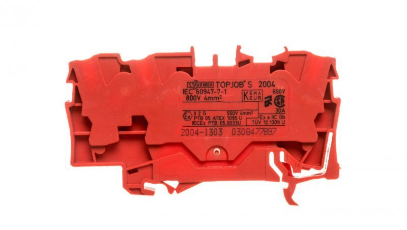 Złączka szynowa 3-przewodowa 4mm2 czerwona 2004-1303 TOPJOBS