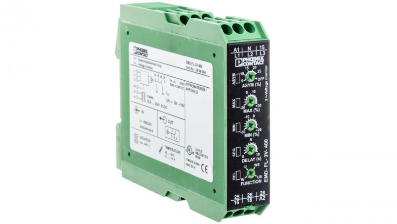 Przekaźnik kontroli napięcia 3-fazowy 2P 280-520V AC EMD-FL-3V-400 2866064