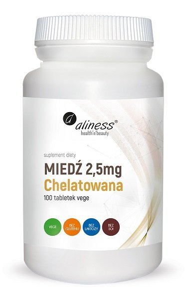 Aliness Miedź chelatowana 2,5 mg  suplement diety 100 tabletek VEGE