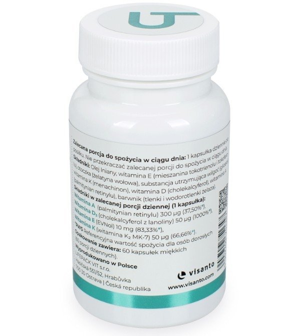 Visanto witamina ADEK Plus A+D3+E+K2 MK-7 suplement diety 60 kapsułek