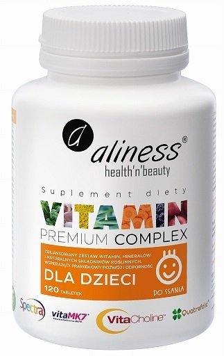 Aliness Premium Vitamin Complex multiwitamina dla dzieci suplement diety 120 tabletek do ssania