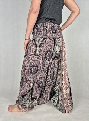 Szarawary damskie z Tajlandii – 100% rayon – Mandale &amp; Kwiatowy Ornament