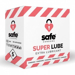 Prezerwatywy nawilżane - Safe Super Lube Condoms Extra Lubricant 5 szt