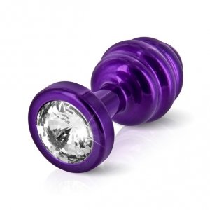 Plug analny zdobiony - Diogol Ano Butt Plug Ribbed Purple 25 mm