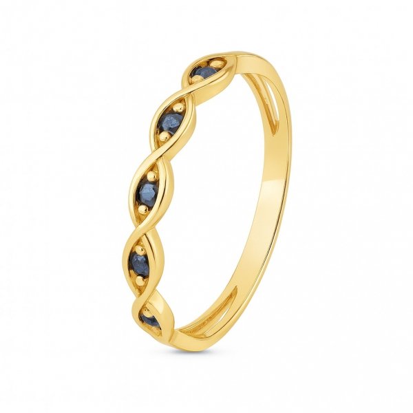 Złoty Pierścionek z Szafirami syntetycznymi PR.01380 – Biżuteria Damska Złoto 585