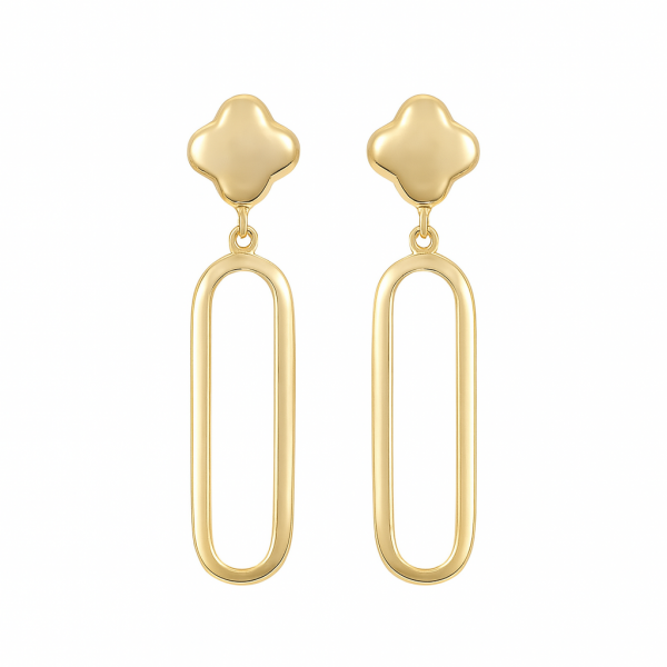 Złote Kolczyki Wiszące z Motywem Koniczynki KL.03514 – Biżuteria Damska Złoto 585