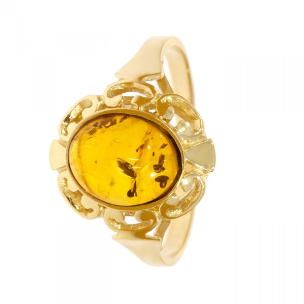 Złoty pierścionek z bursztynem PR.00836 pr.585
