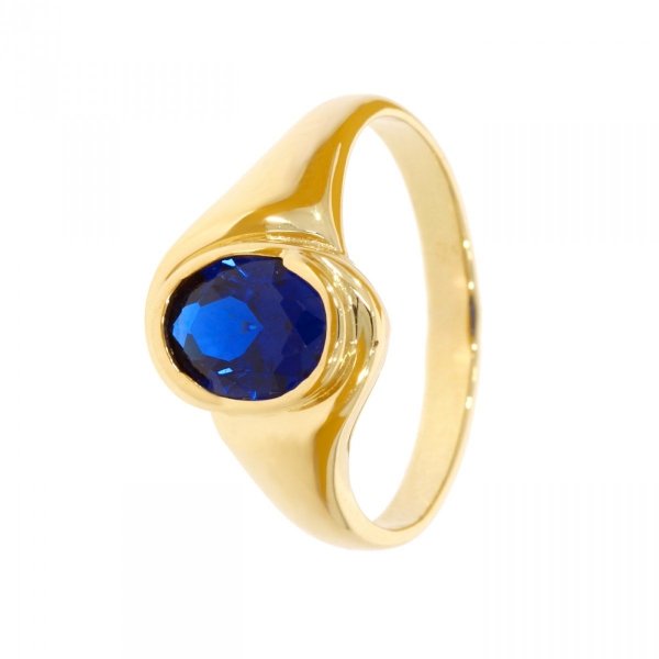  Złoty pierścionek z szafirem syntetycznym PR.00111 pr.585