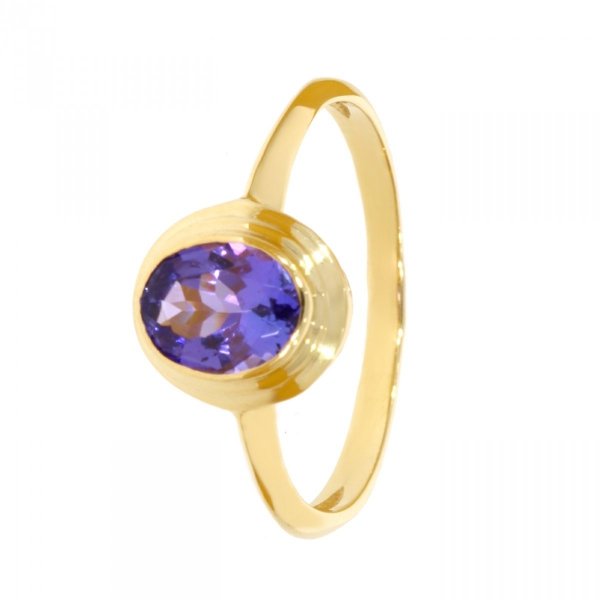  Złoty klasyczny pierścionek z Tanzanitem PR.00819 PR.585