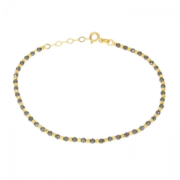 Złota bransoletka damska z czarnymi kryształkami BR.00895 pr.585