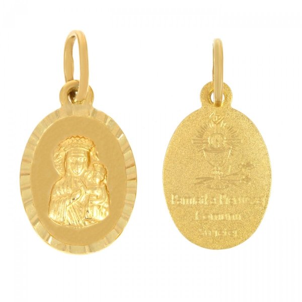 Złoty medalik dwustronny z wizerunkiem Matki Boskiej Częstochowskiej ME.00085 pr.585