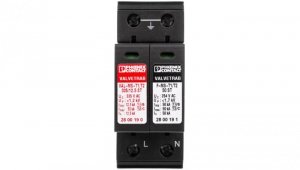 Ogranicznik przepięć Typ T1+T2 Typ T1+T2 12,5kA 1,2kV 240V AC VAL-MS-T1/T2 335/12.5/1+1 2800187