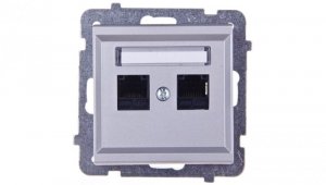 SONATA Gniazdo komputerowe podwójne 2xRJ45 kat.5e srebro mat KRONE GPK-2R/K/m/38