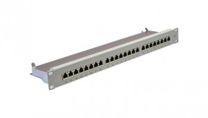 Patch panel RACK 19 kat.6 24p FTP z półką 1U szary