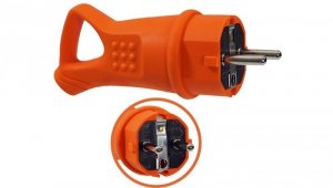 Wtyczka gumowa 16A 230V IP44 z uchwytem pomarańczowa