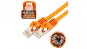 Patchcord S/FTP kat.7 PiMF kabel sieciowy LAN 2x RJ45 linka PoE pomarańczowy 1m NEKU 40.7712