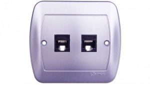 Simon Akord Gniazdo komputerowe podwůjne 2xRJ45 kat.5e aluminium metalizowane AF52/26