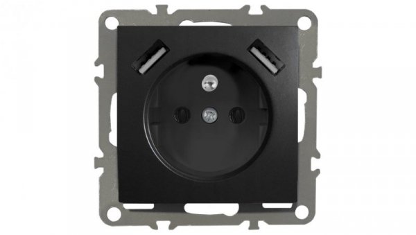 QUADRA GNIAZDO Z BOLCEM 2X USB DO RAMEK 230V 2.1A
