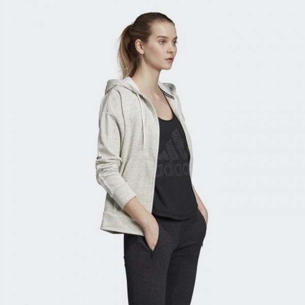 Adidas W MH HTH FZ HD EB3835 Kapuzenpullover In Hellgrau Sportbluse für Damen