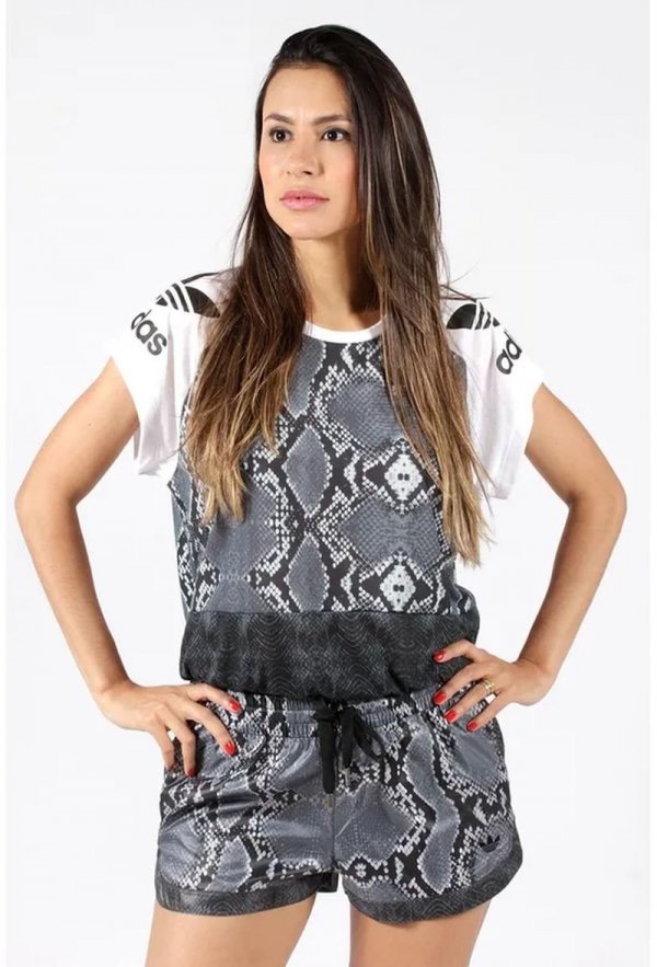 Adidas Originals Shorts In Grau Kurze Hose Print AB2634 für Damen