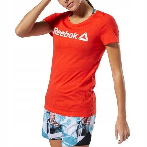 Reebok Linear Read Scoop DU4647 Damen Baumwolle T-Shirt In Rot
