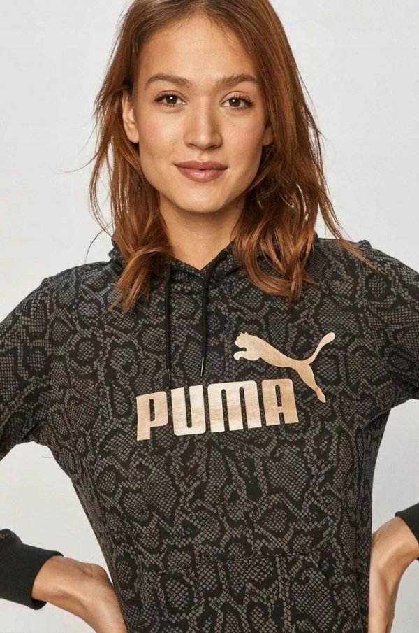 Puma Damenbluse Sweatshirt Ess Aop Hoodie In Schwarz 584596-01