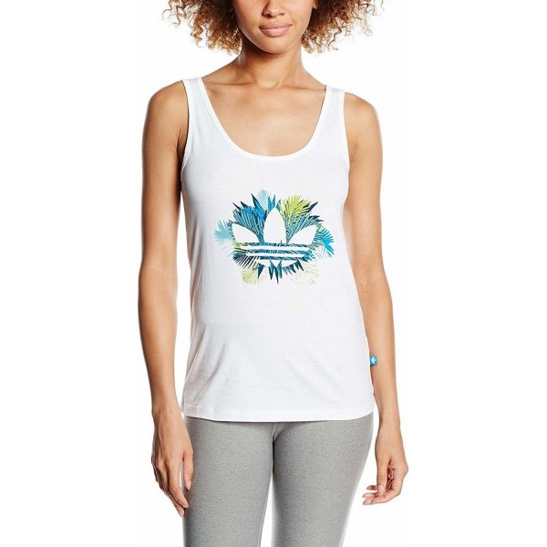 Adidas Originals Floral1 Trefoil Baumwolle Sport Top In Weiß für Damen