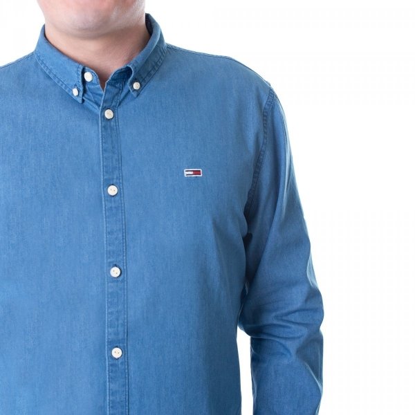 Tommy Jeans Herrenhemd TJM Cotton Denim Shirt Indigo In Blau DM0DM06562-447