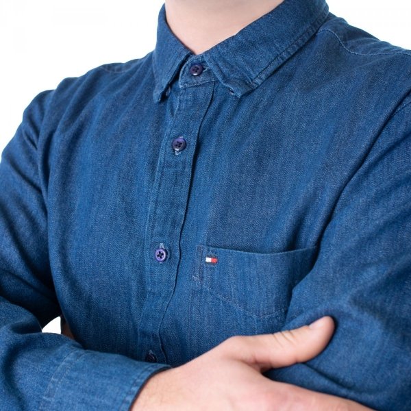 Tommy Hilfiger Herrenhemd Organic Cotton Denim Shirt Hemd In Blau MW0MWI0956-447