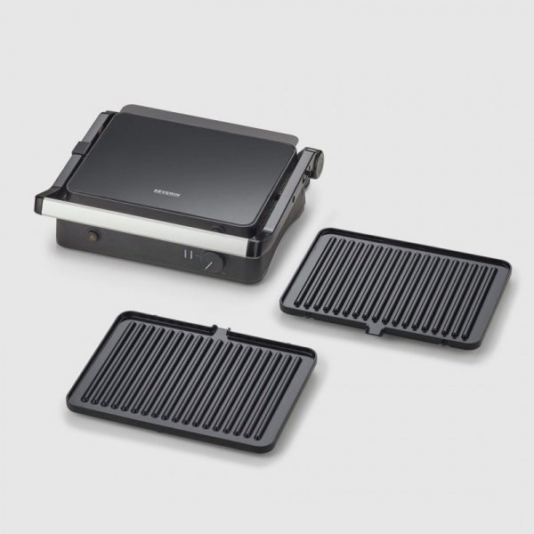 SEVERIN GRILL KONTAKTOWY, POWŁOKA CERAMICZNA, TEMP. MAKS. 230°C, WYJMOWANE PŁYTY GRILLOWE, KABEL 80 CM, MOC 800W KG 2398