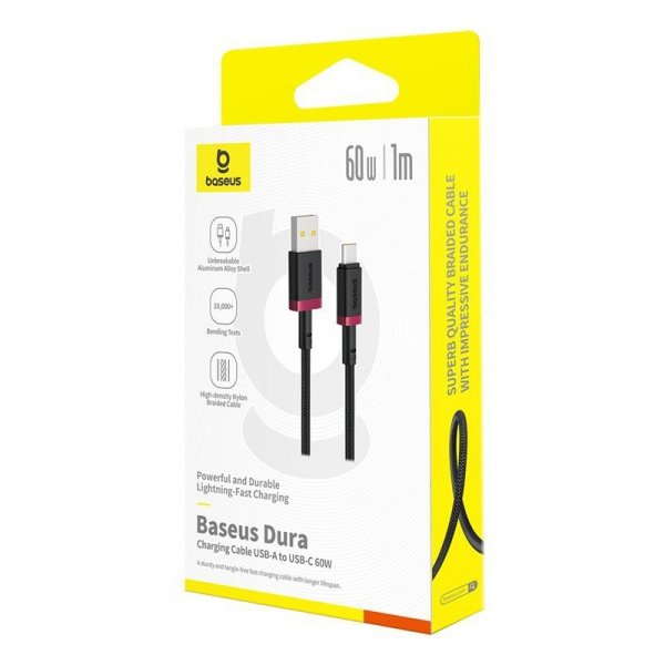 Kabel Baseus Dura USB-Typ C 60W 2m (czerwono-czarny)