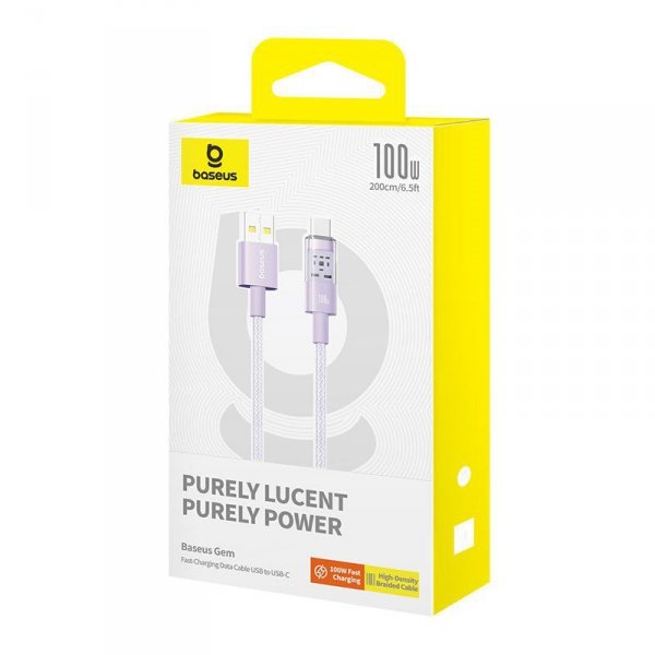 Kabel Baseus Gem USB-USB C 100W 2m (fioletowy)