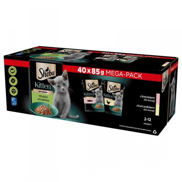 SHEBA Nature&#039;s Collection Drobiowe smaki w galarecie- Junior Kurczak/Łosoś - Mokra karma dla kota 40x85g