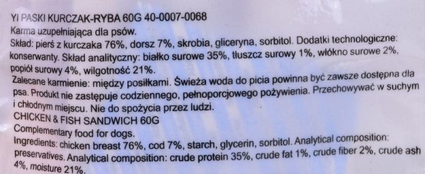 MACED Strips z kurczaka i ryby - przysmak dla psa - 60g