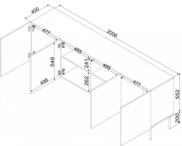 Komoda SIENA 200x40x75 czarny mat