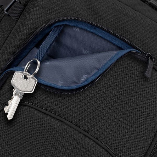 RIVACASE PLECAK PODRÓŻNY NA LAPTOP 17,3&quot; TEGEL, CZARNY, 23L, MATERIAŁ WODOODPORNY, KIESZENIE NA UBRANIA, TABLET, SMARTFON