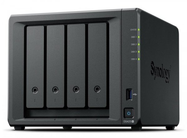 NAS Synology DS425+, Tower, 4x (3.5&quot; SATA HDD/ 2.5&quot; SATA SSD), 2 x M.2, Intel Celeron J4125, 2 GB DDR4 non-ECC (max.6G