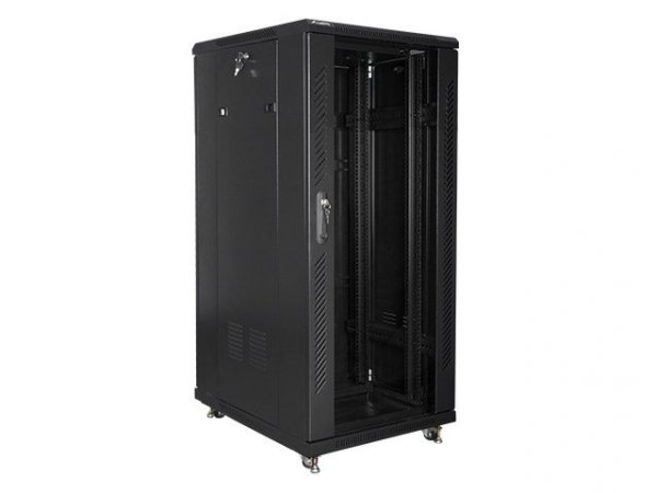Szafa rack Lanberg FF01-6827-12B (27U; 19&#039;&#039;; 1390mm / 600mm / 800 mm; stojąca; Pełne, Szklane; 800 kg; kolor czarny)