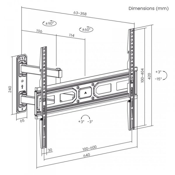 MACLEAN UCHWYT DO TELEWIZORA 37-70&quot; 35KG MAX VESA 600X400 MC-798N