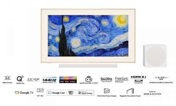 Telewizor TCL NXTFrame 55A300 PRO QLED 55&#039;&#039; 4K Ultra HD 144Hz Google TV Dolby Vision IQ Biały