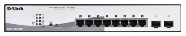 D-Link DGS-1210-08P Zarządzany L2 Gigabit Ethernet (10/100/1000) Obsługa PoE Czarny