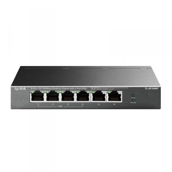 TP-Link TL-SF1006P łącza sieciowe Nie zarządzany Fast Ethernet (10/100) Obsługa PoE Czarny