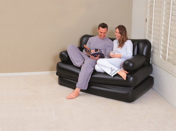 Bestway 75054 Sofa wielofunkcyjna, Materac dwuosobowy 1.88m x 1.52m x 62cm czarna