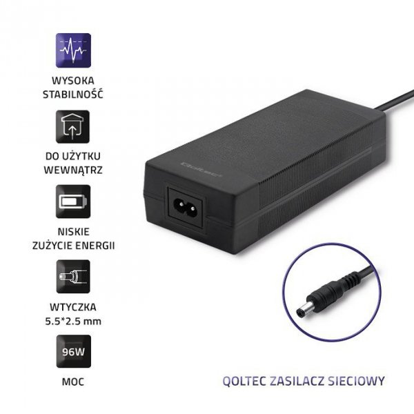 Qoltec 50794 adapter zasilający/ inwentor Wewnętrzna 96 W Czarny