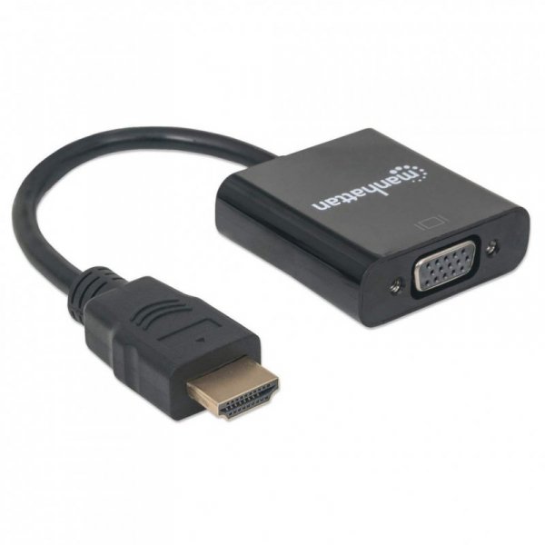 Adapter MANHATTAN HDMI-St.&gt; VGA-Bu. [bk] Polybag
