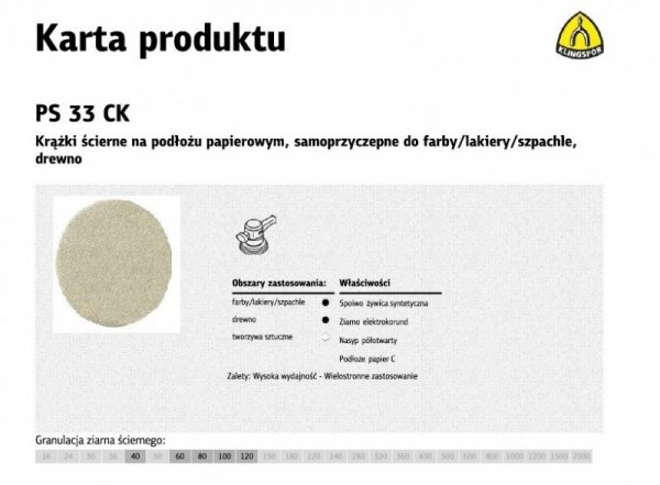 Krążek ścierny 225 PS33CK gr. 80 / 50szt. szpachla