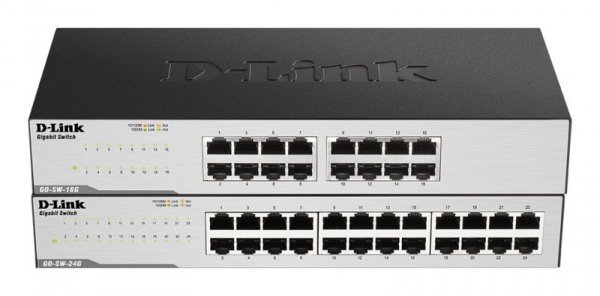 D-Link GO-SW-24G - Niezarządzany - L2 - Gigabit Ethernet (10/100/1000) - Pełny dupleks - Montaż w szafie - 1U