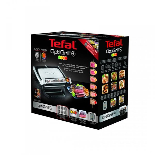 Grill Tefal OptiGrill GC712D34 (stołowy-zamknięty; 2000W; kolor inox) (WYPRZEDAŻ)